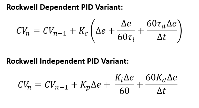 Image showing the Rockwell variant of the classic PID equation.