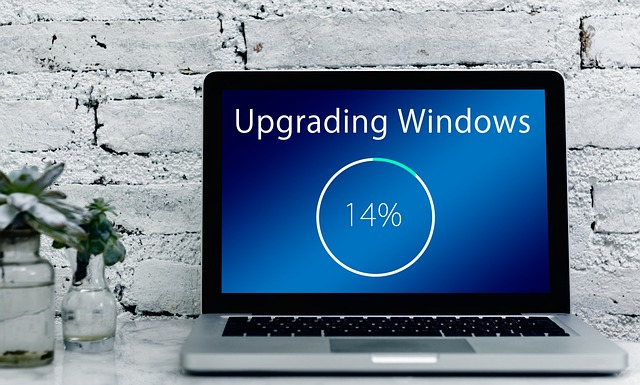 Windows machine upgrading its operating system.