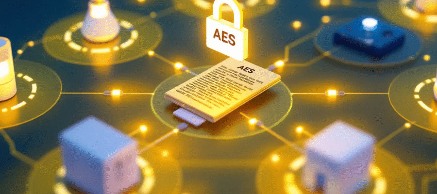 An illustration representing encryption techniques used in Zigbee networks.