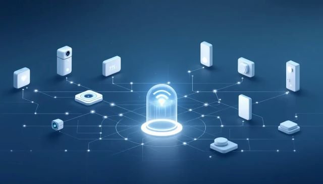 An illustration of a Zigbee network showcasing security enhancements.