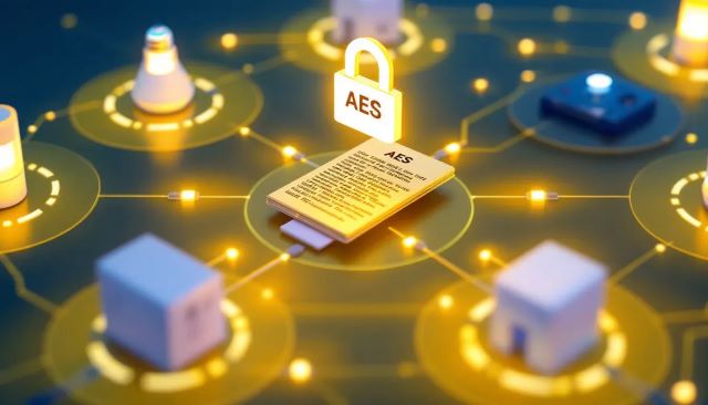 An illustration representing encryption techniques used in Zigbee networks.